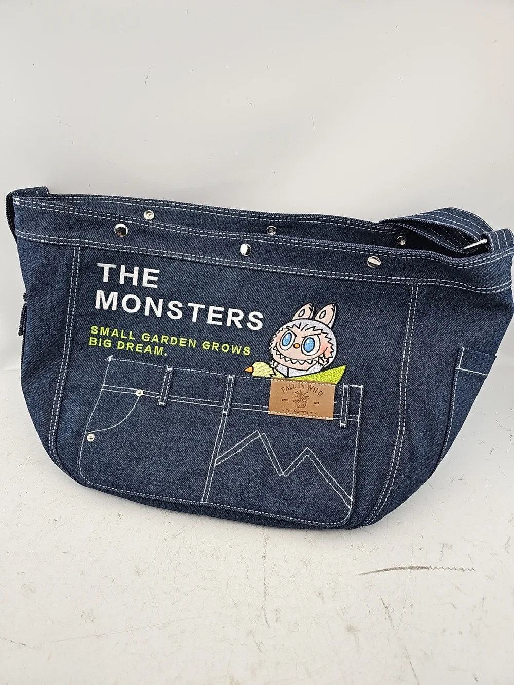 The Monsters Denim Crossbody Tote Bag